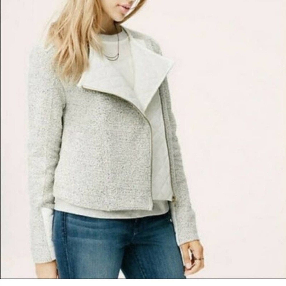 Lou & Grey Quilted Moto Jacket – Gray – Size L